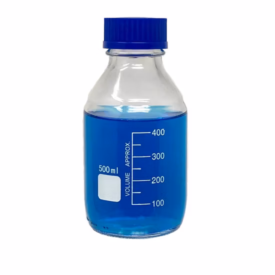 Glaswaren Transparent Braun 250ml 500ml 1000ml Reagenzflasche mit blauer Kappe im Labor